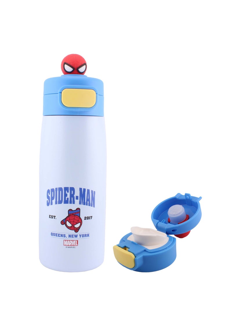 برين جيجلز قارورة مياه من الفولاذ المقاوم للصدأ بتصميم سبايدر مان للأولاد - مانعة للتسرب، خالية من مادة BPA، خفيفة الوزن مع حزام للمدرسة والسفر (600 مل) - Image 1
