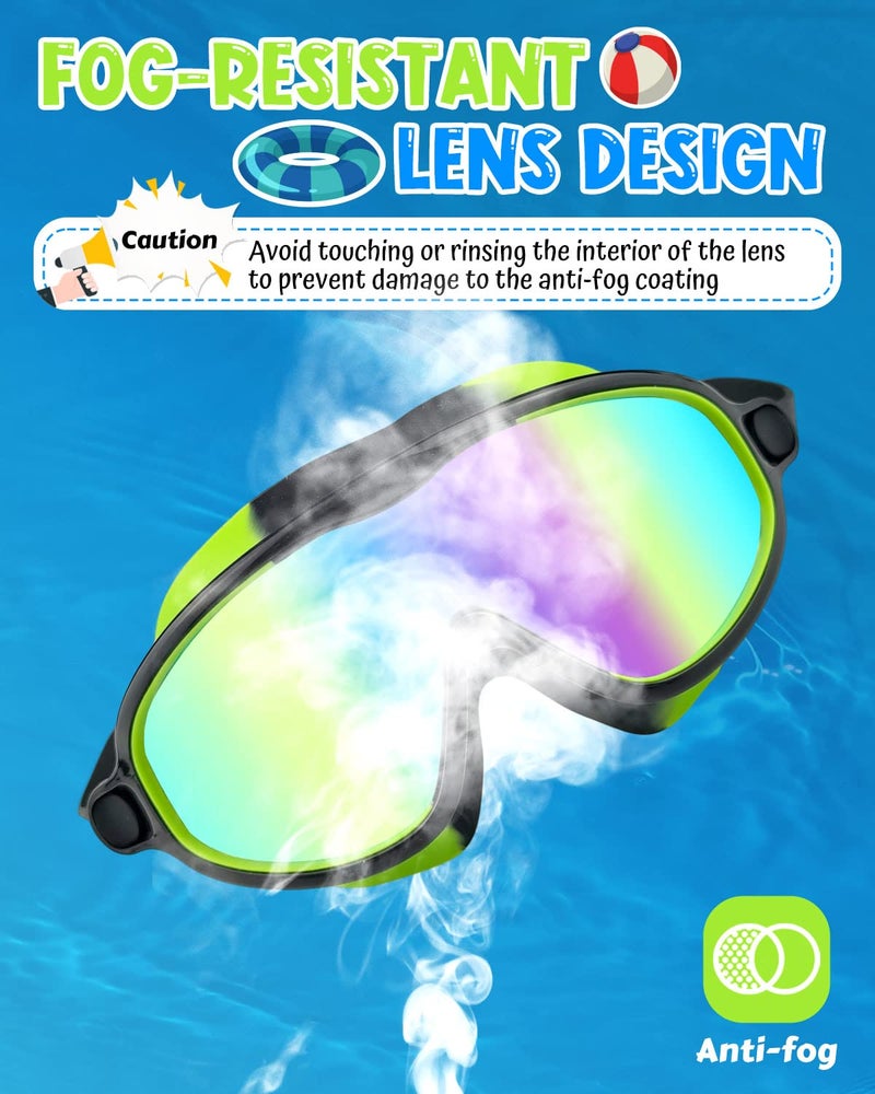 Rantizon Kids Swim Goggles 2 Pack, Wide View Swimming Goggles for Child 3-15, Anti Fog&UV No Leaking Goggles for Boys Girls - Image 4