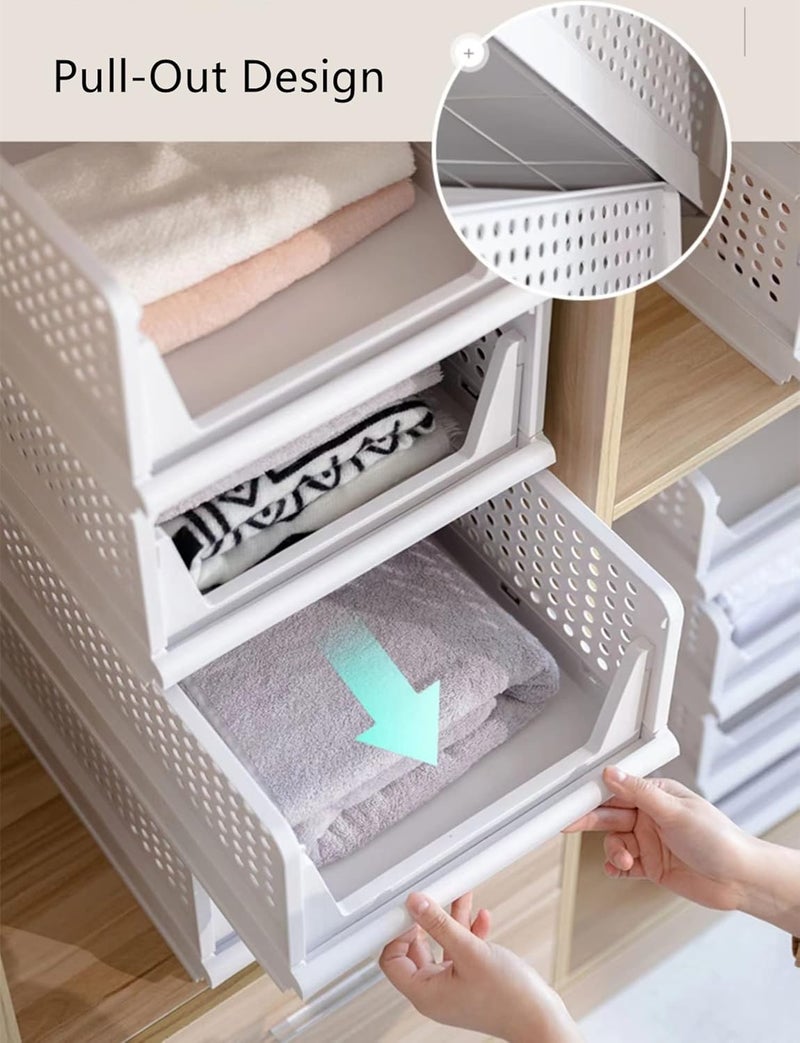 Aleiodvn 4Pack Foldable Wardrobe Storage BoxStackable Clothes Drawer OrganizerCloset Container BinPlastic Closet Organizer BasketCollapsible Large Capacity Shelves Storage Bin for Office KitchenBedroom - Image 4