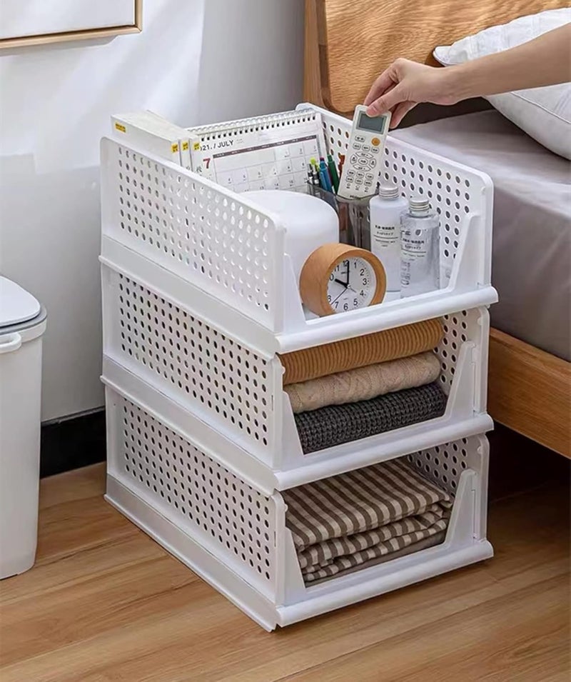 Aleiodvn 4Pack Foldable Wardrobe Storage BoxStackable Clothes Drawer OrganizerCloset Container BinPlastic Closet Organizer BasketCollapsible Large Capacity Shelves Storage Bin for Office KitchenBedroom - Image 2