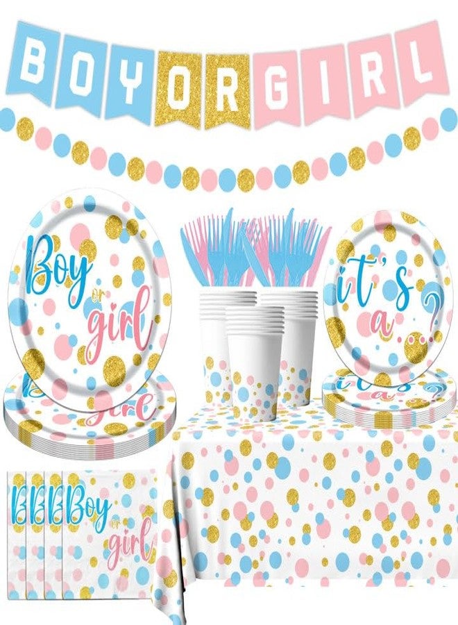Dydamud Gender Reveal Decorations, Boy or Girl Plates and Napkins, Pink Blue Gender Reveal Party Supplies for Baby Shower - Image 1