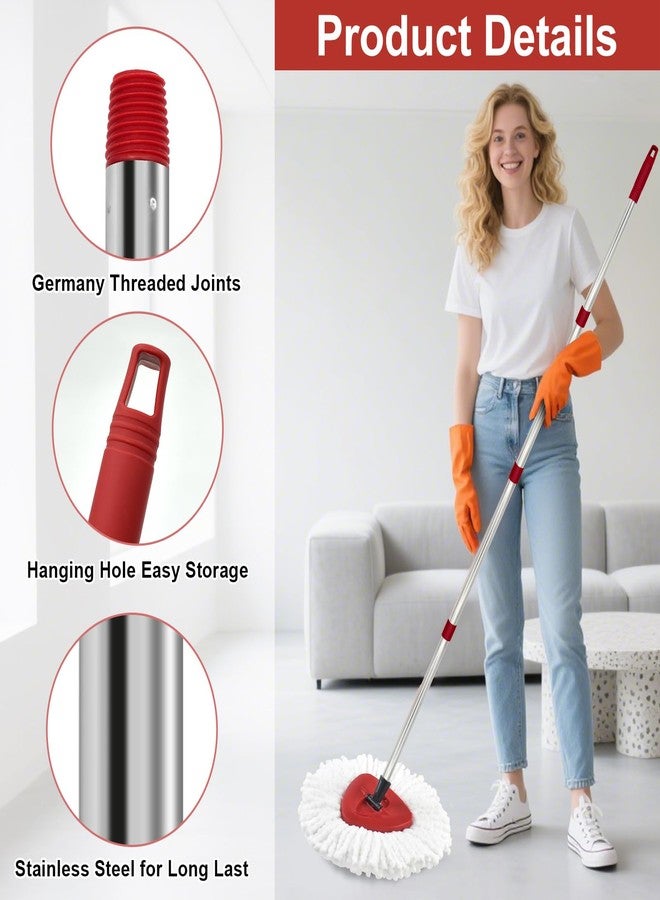 GFRED Stainless Steel Spin Mop Replacement Handle for Ocedar, Germany Threaded Joints - Image 5