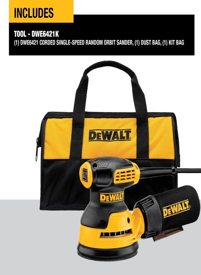 ديوالت صنفرة مدارية من DEWALT، أداة صنفرة يدوية مقاس 5 بوصات، 12000 دورة في الدقيقة (DWE6421) - Image 2