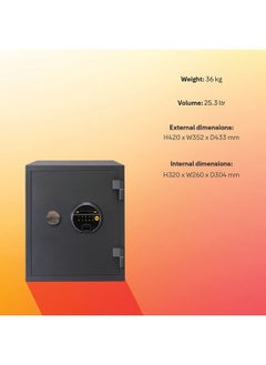 Yale Yale High Security Biometric Fire Safe Large, with 1 hour fire resistance, LED display panel, 16mm Locking bolts, upto 126 fingerprint storage, Black, suitable for home and office use, Black  - Image 3