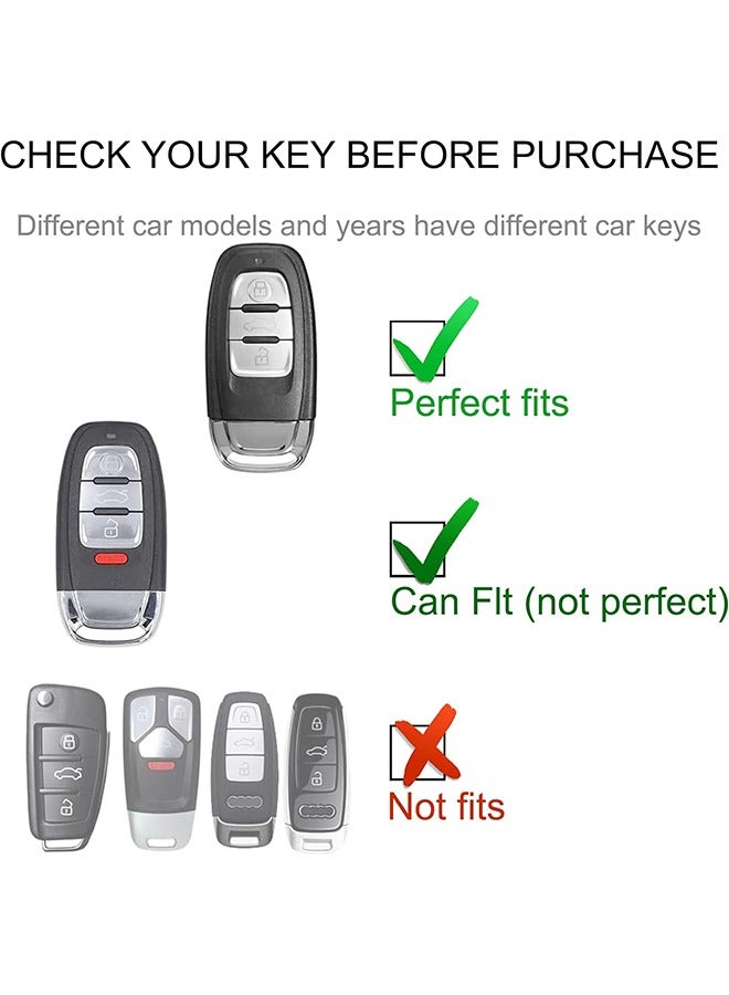 Soft TPU Smart Remote Car Key FOB Cover Holder Case Fit for Audi Key Fob Cover with Leather Lanyard, Car Key Fob Case Compatible with R8 Q5 Q7 S3 S4 S5 S6 S7 S8 SQ5 RS5 RS7 A4 A5 A6 A7 A8 (White) - Image 2