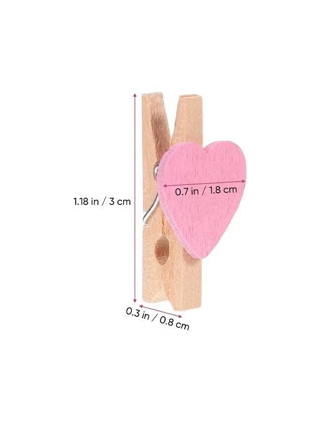 YJ 25-Piece Pink Heart Shape Wooden Photo Clips,Mini Clothes Pins for Photo - Image 3