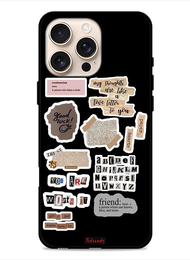 Tolwak غطاء حماية آبل آيفون 16 برو ماكس مع ملصقات اقتباسات حظ جيدة - Image 1