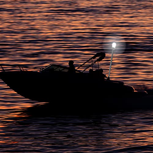 Besramtic Stern Light Anchor Light LED Marine Boat Navigations Lights Pole USCG 2 NM All Round White Removable 2 Pin 10-24 Volt 24 Inches (Plug In Angled Base) - Image 3