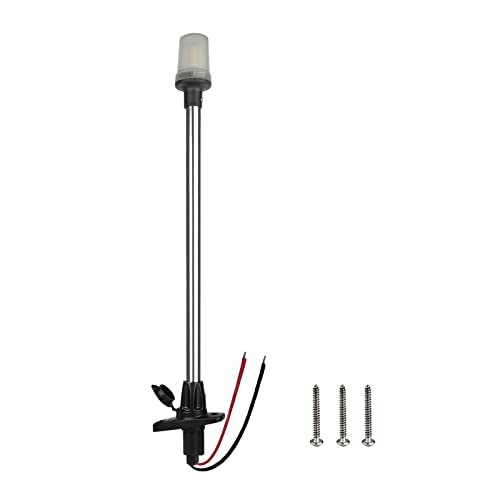 Besramtic Stern Light Anchor Light LED Marine Boat Navigations Lights Pole USCG 2 NM All Round White Removable 2 Pin 10-24 Volt 24 Inches (Plug In Angled Base) - Image 1