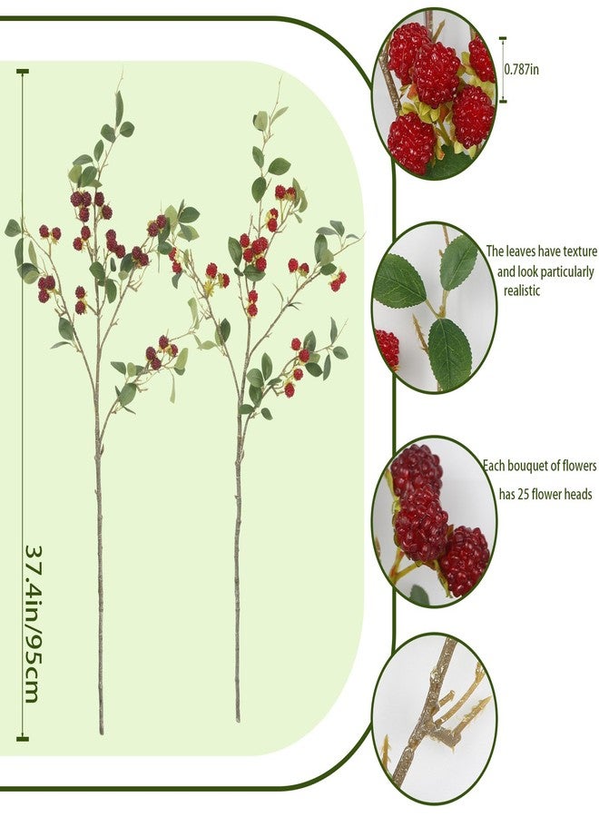 CITYES 2 Pcs Faux Berry Stems Realistic Red Raspberry Berries Flowers Faux Berry Picks Artificial Flowers Branches for Indoor Home Decor Vase Thanksgiving Farmhouse Christmas DIY Mantel Harvest - Image 2