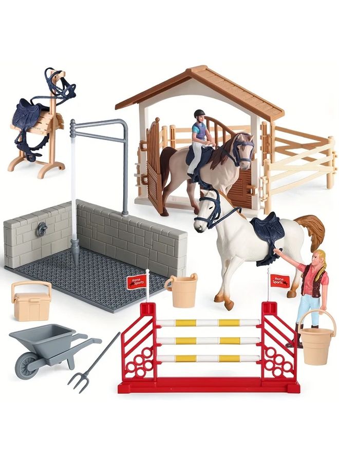 Knight House Set Simulation Farm Ranch Toy Stable Doll Riding Club Party Gifts - Image 4