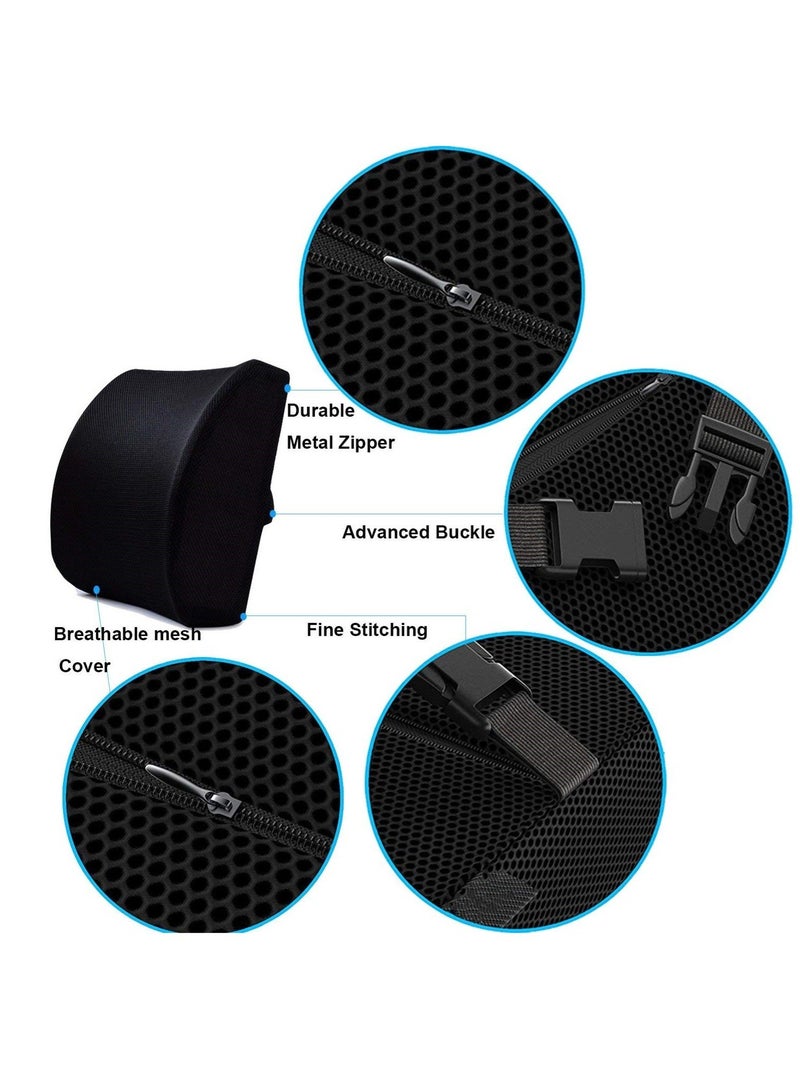 WALALLA Soft Ergonomic Portable Seat Cushion and Lumbar Support Pillow Set for Car Office Computer Wheelchair - Image 3