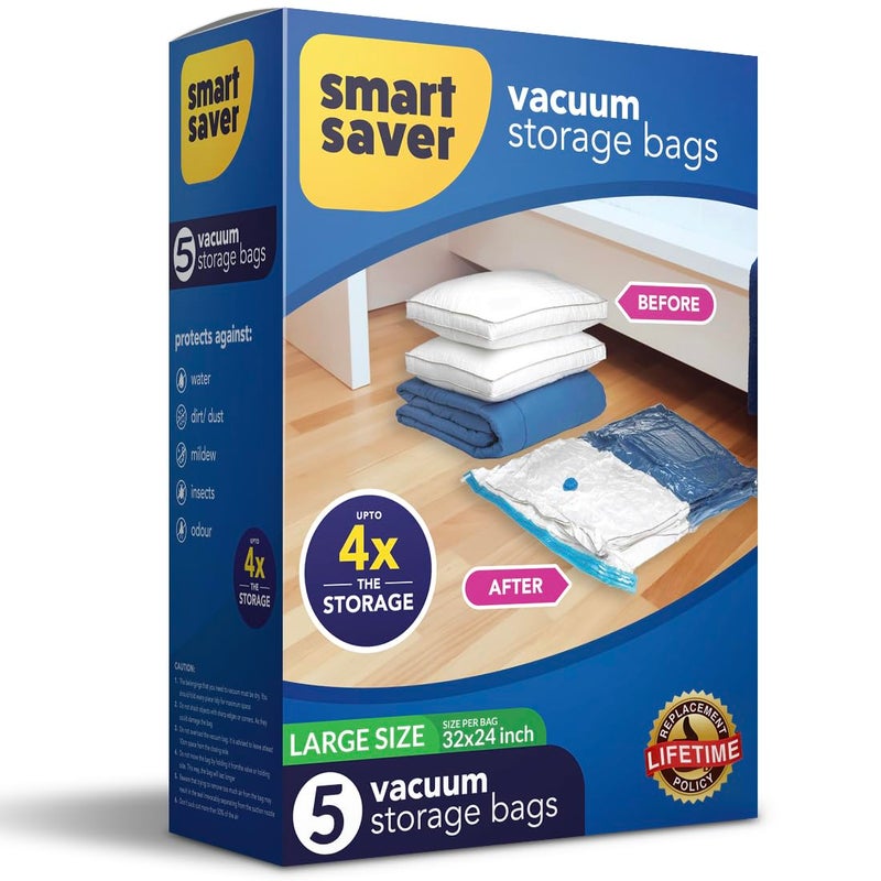 Smart Saver حقيبة تخزين فراغية كبيرة 5 قطع (لا تشمل مضخة اليد) - Image 1