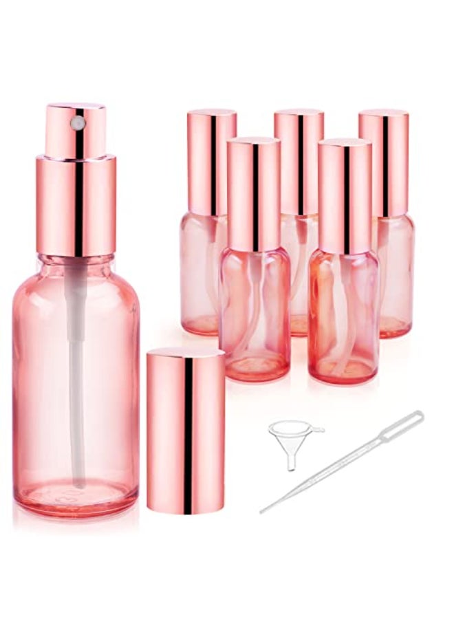 DMuuuDM 6 Pack 1 Oz Pink Glass Spray BottlesEmpty Perfume Fine Mist AtomizerRoseGolden Pump Head Travel Liquid Holder Containers for CologneEssential OilsBody Sprays - Image 1
