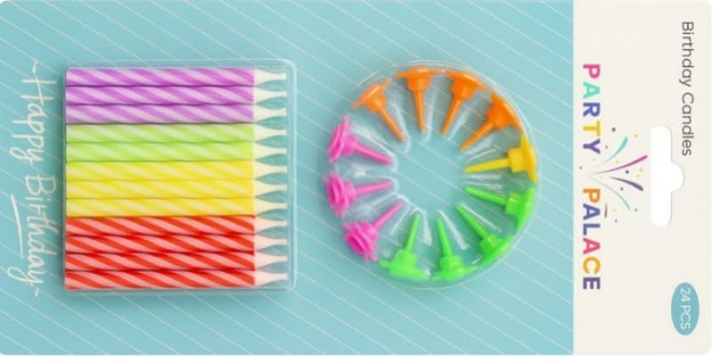 Fitto Birthday Candles 24 pcs + 12 Holders | Numeric Cake Candles & Holders for Birthday Party, Celebration, Party Supplies - Image 3