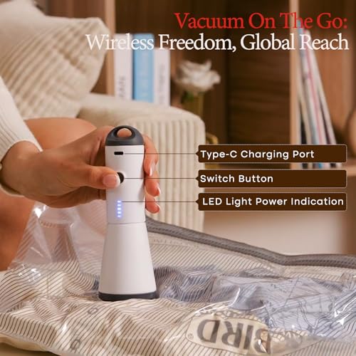 Vacbird 12 Pack Vacuum Bags for Travel with Rechargeable air Pump, Carry-on Size Vacuum Seal Bags for Luggage and Suitcase Compression, Space Saver for Clothes and Clothing Travel - Image 2