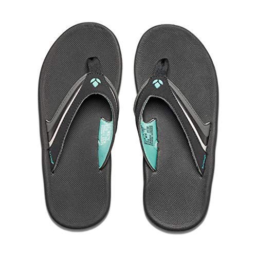 Reef Slap Womens Beach Flip Flop, Arch Support, Durable Outsole, Water Friendly, Black/Black/Aqua, 11 - Image 4