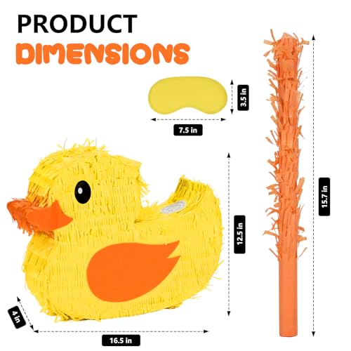 Birchio Duck Pinatas Bundle with a Blindfold and a Bat165 x 126 x 4 Inches Perfect for kids Birthday Parties Farm Animal Theme Parties and Decorations - Image 5