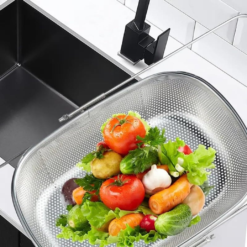 ToYooZe Stainless Steel Adjustable Kitchen Sink Drain Basket Multifunctional Kitchen Sink Organizer for Kitchen Sink Strain Drain Rinse Fruits Vegetables - Image 3