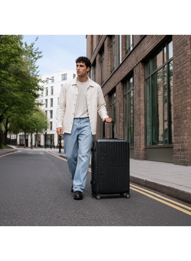 ايجل اكسبريس حقيبة سفر "إيجل إكسبرس أورا" (Eagle Express Aura) مقاس 24 بوصة - لون أسود؛ حقيبة بعجلات وهيكل صلب من مادة ABS مقاوم للخدش، مزودة بعجلات دوارة صامتة وسحاب مانع للسرقة، مع ضمان لمدة عامين. - Image 2