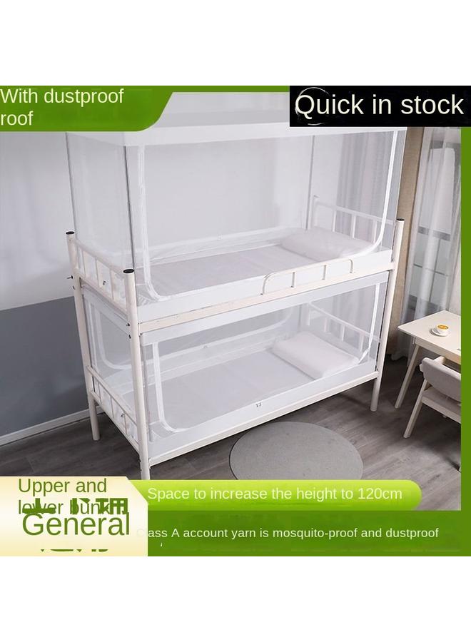 Bluejw Mosquito Net Zipper Three-door Student Upper And Lower Bunk General Dormitory Dormitory 0.9 Meters Pure White Bracket School - Image 3