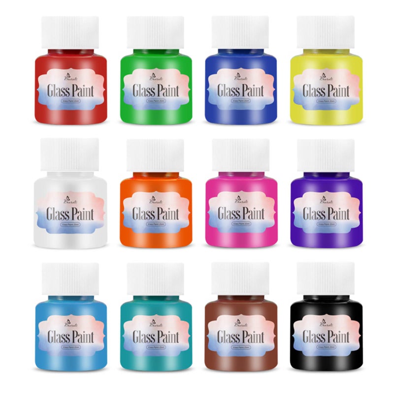 Bearals Glass Paint Stained Glass Painting NonToxic Glass Paint for Glass Windows Wine Bottles and Ceramics 12 x 084 floz