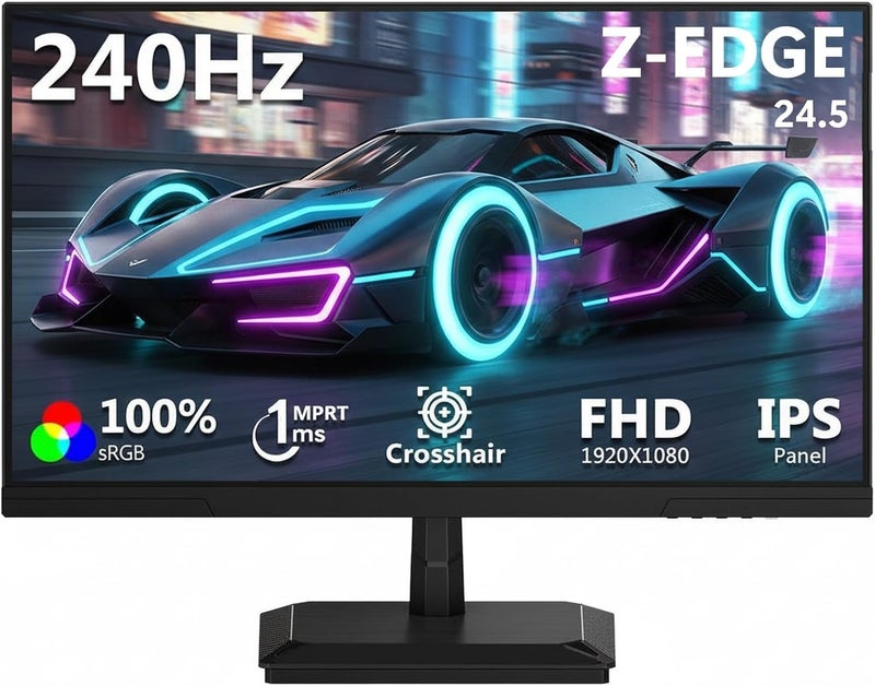 Z Z-Edge شاشة ألعاب Z-EDGE بحجم 24.5 بوصة - 240 هرتز/1 مللي ثانية/IPS/FreeSync - دقة Full HD (1920x1080) - تصميم بدون إطار - دعم DP و HDMI، UG25 - Image 1