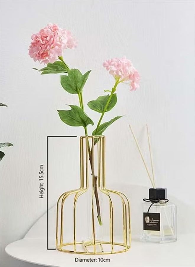 Transparent vase with golden frame 10*15.5cm - Image 2