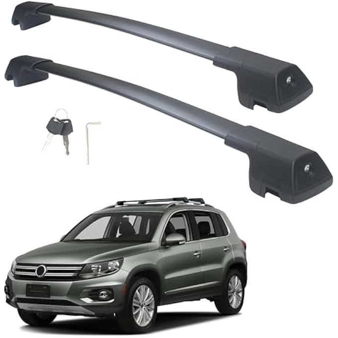 rayihni Heavy Duty Lockable Roof Rack Cross Bars Replacement for Volkswagen Tiguan 2018-2024 Black Matte Max 260lb Loading Weight with Anti-Theft Locks(ONLY FIT Factory Raised Side Rails - Image 2