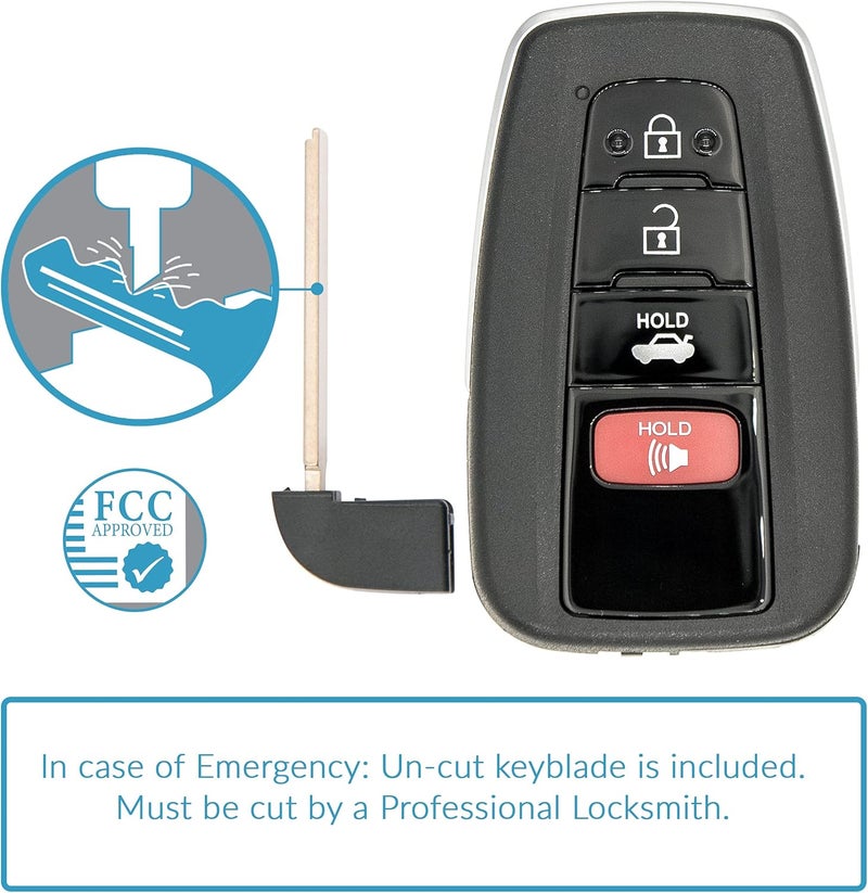 Keyless2Go Replacement 4 Button Proximity Smart Key for Toyota HYQ14FBC 89904-06220 - Image 5
