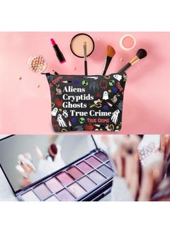 WCGXKO Horror Gift Alien Gifts Ghost Gifts Cryptids Gifts True Crime Zipper Pouch Makeup Bag (Aliens Cryptids)  - Image 3