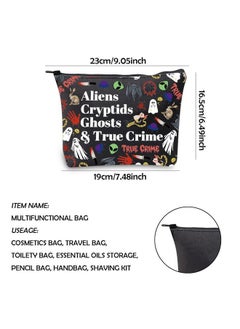 WCGXKO Horror Gift Alien Gifts Ghost Gifts Cryptids Gifts True Crime Zipper Pouch Makeup Bag (Aliens Cryptids)  - Image 2