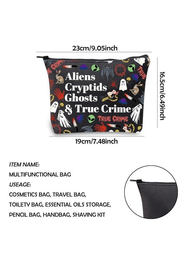 WCGXKO Horror Gift Alien Gifts Ghost Gifts Cryptids Gifts True Crime Zipper Pouch Makeup Bag (Aliens Cryptids) - Image 2