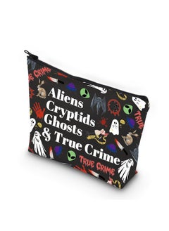 WCGXKO Horror Gift Alien Gifts Ghost Gifts Cryptids Gifts True Crime Zipper Pouch Makeup Bag (Aliens Cryptids)  - Image 1