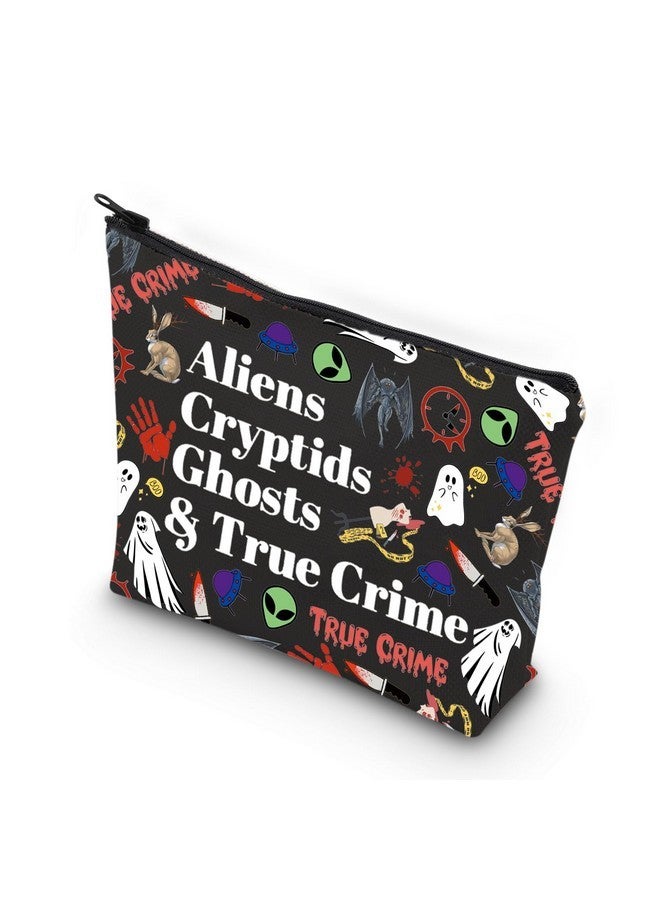 WCGXKO Horror Gift Alien Gifts Ghost Gifts Cryptids Gifts True Crime Zipper Pouch Makeup Bag (Aliens Cryptids) - Image 1
