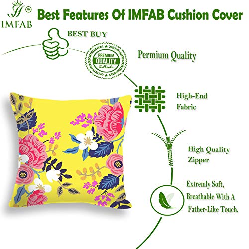 IM FAB Floral Multicolour Digital Printed Decorative Canvas Cotton Cushion Covers Set of 5 pcs (16X16 inches or 40X40 cms) - Image 3