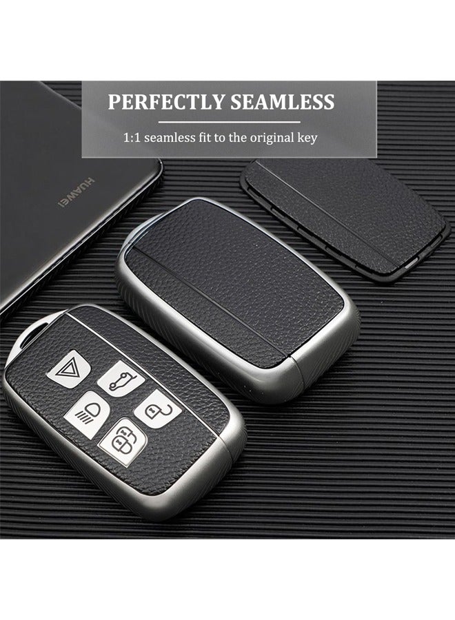 Gutzi Land Rover Car Key Cover for Land Rover Defender Discovery Evoque LR4 Range Rover Sport Freelander Jaguar Velar Vogue Evoque TPU Keychain Cover 5 Buttons (Silver) - Image 3