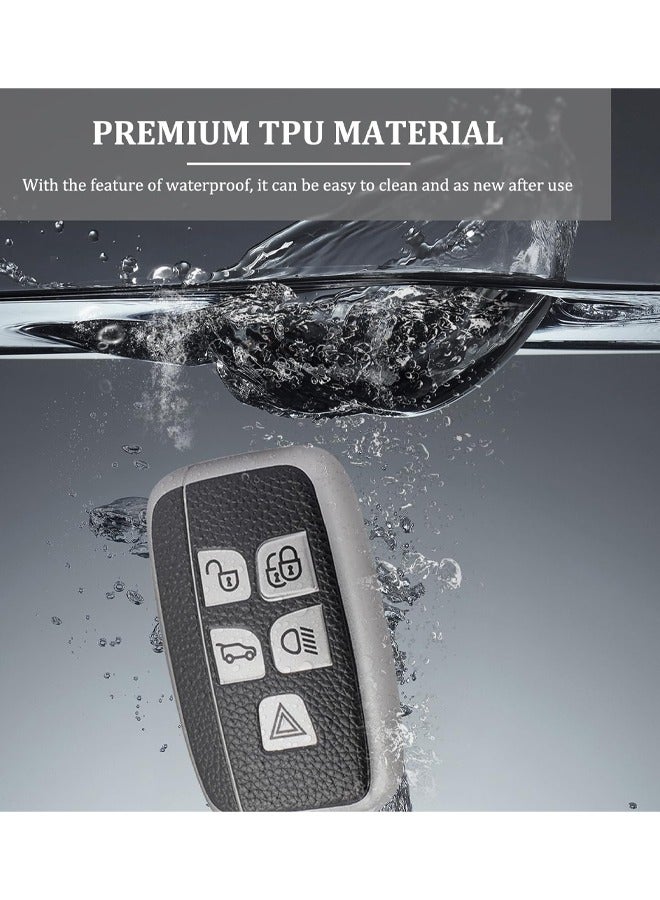 Gutzi Land Rover Car Key Cover for Land Rover Defender Discovery Evoque LR4 Range Rover Sport Freelander Jaguar Velar Vogue Evoque TPU Keychain Cover 5 Buttons (Silver) - Image 5