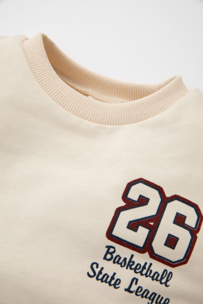 DeFacto Beige BabyBoy Boy Baby Printed Sweatshirt Sweatpants 2 Piece Set Casual - Image 4