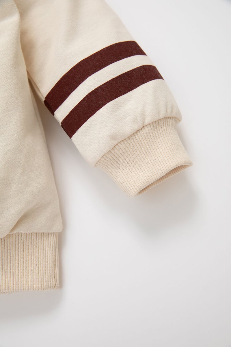 DeFacto Beige BabyBoy Boy Baby Printed Sweatshirt Sweatpants 2 Piece Set Casual - Image 4