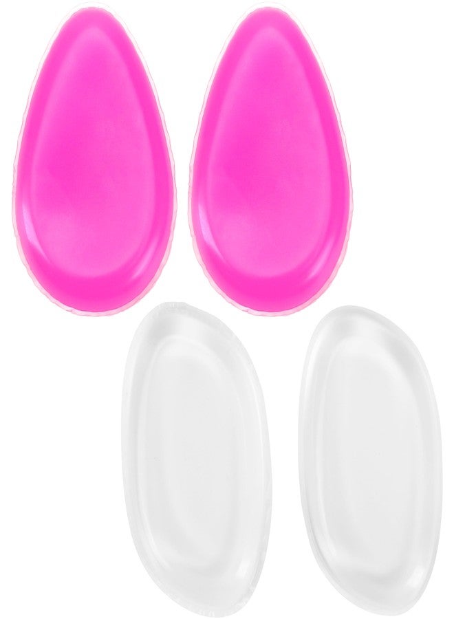 BuleVina 4 Pack Jelly Silicone Makeup Sponge Set for Women, Non-Absorbent Flawless Beauty Application Cosmetic Blender Pure Puff Applicator for Foundation, Powder, Concealer, Blush, Highlighter, Pink & Clear - Image 1