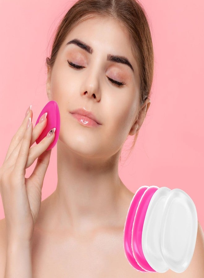 BuleVina 4 Pack Jelly Silicone Makeup Sponge Set for Women, Non-Absorbent Flawless Beauty Application Cosmetic Blender Pure Puff Applicator for Foundation, Powder, Concealer, Blush, Highlighter, Pink & Clear - Image 4