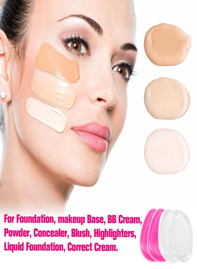 BuleVina 4 Pack Jelly Silicone Makeup Sponge Set for Women, Non-Absorbent Flawless Beauty Application Cosmetic Blender Pure Puff Applicator for Foundation, Powder, Concealer, Blush, Highlighter, Pink & Clear - Image 2