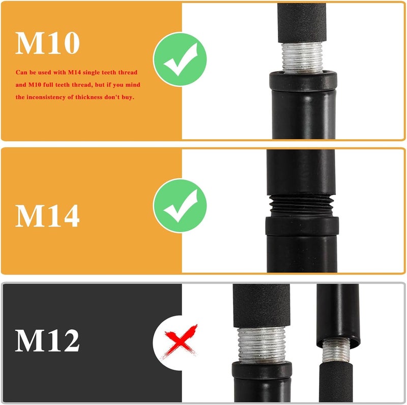 KCO Lighting M14 Threaded Extension Rod 7.89“ and 11.8" Black Extension Rods Lighting Fixture Downrods Stems Chandelier Extension Rods - Image 2