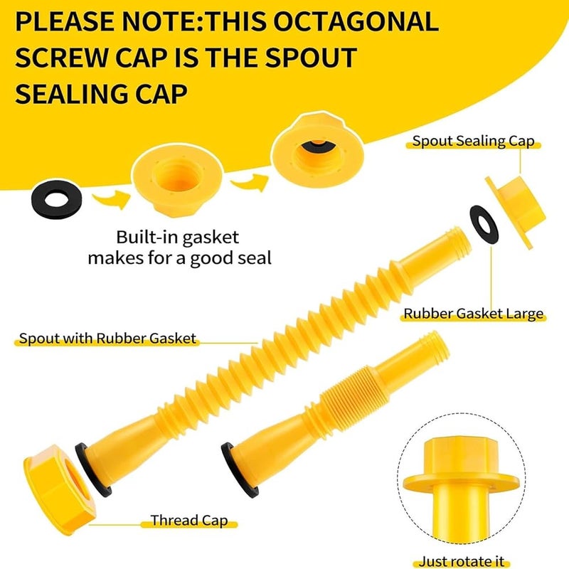 ZELLYA 17 Pcs Gas Can Spout Replacement, Upgrade Gas Can Nozzle Extendable Length up to 11.7", Suitable for Most 1/2/5/10 Gal Oil Cans, Gas Spout Replacement, Fuel Can Spout - Image 5