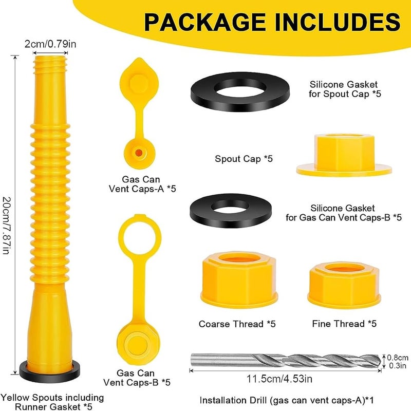 ZELLYA 17 Pcs Gas Can Spout Replacement, Upgrade Gas Can Nozzle Extendable Length up to 11.7", Suitable for Most 1/2/5/10 Gal Oil Cans, Gas Spout Replacement, Fuel Can Spout - Image 2