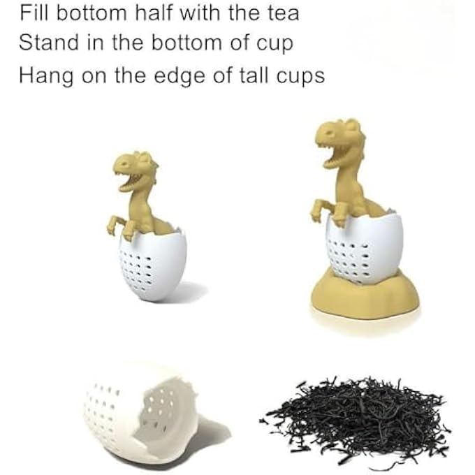 كاست ويف مصفاة شاي مبتكرة على شكل قشر بيضة ديناصور لأوراق الشاي السائبة تناسب أحجام الأكواب والأكواب المختلفة سهلة التنظيف فلتر شاي سائب ملحقات شاي محمولة - Image 3