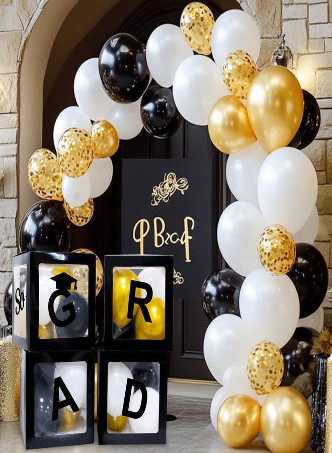 RAINFLOW Graduation Party Decorations 2025 - Class of 2025, Black Balloon Boxes with Letters 2025 GRAD So Proud of You and White,black and gold balloons,for elementary, high school and college - Image 5