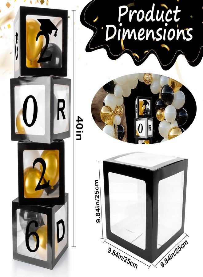 RAINFLOW Graduation Party Decorations 2025 - Class of 2025, Black Balloon Boxes with Letters 2025 GRAD So Proud of You and White,black and gold balloons,for elementary, high school and college - Image 4