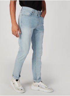 Lee Cooper Slim Fit Plain Mid Waist Jeans with Pocket Detail  - Image 4